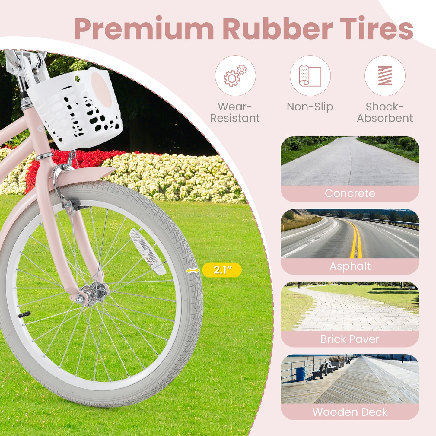 20 Inch Kids Bike with Kickstand for Boys Girls, Pink Kids Bike at Gallery Canada