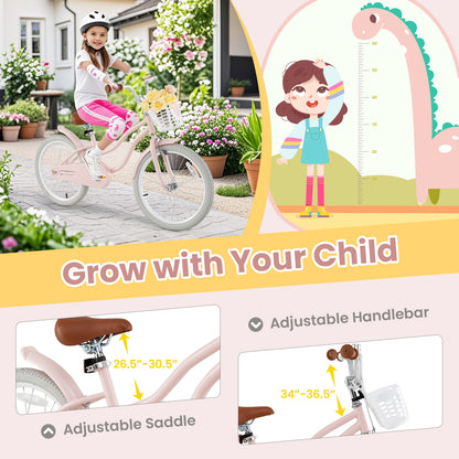 20 Inch Kids Bike with Kickstand for Boys Girls, Pink Kids Bike at Gallery Canada