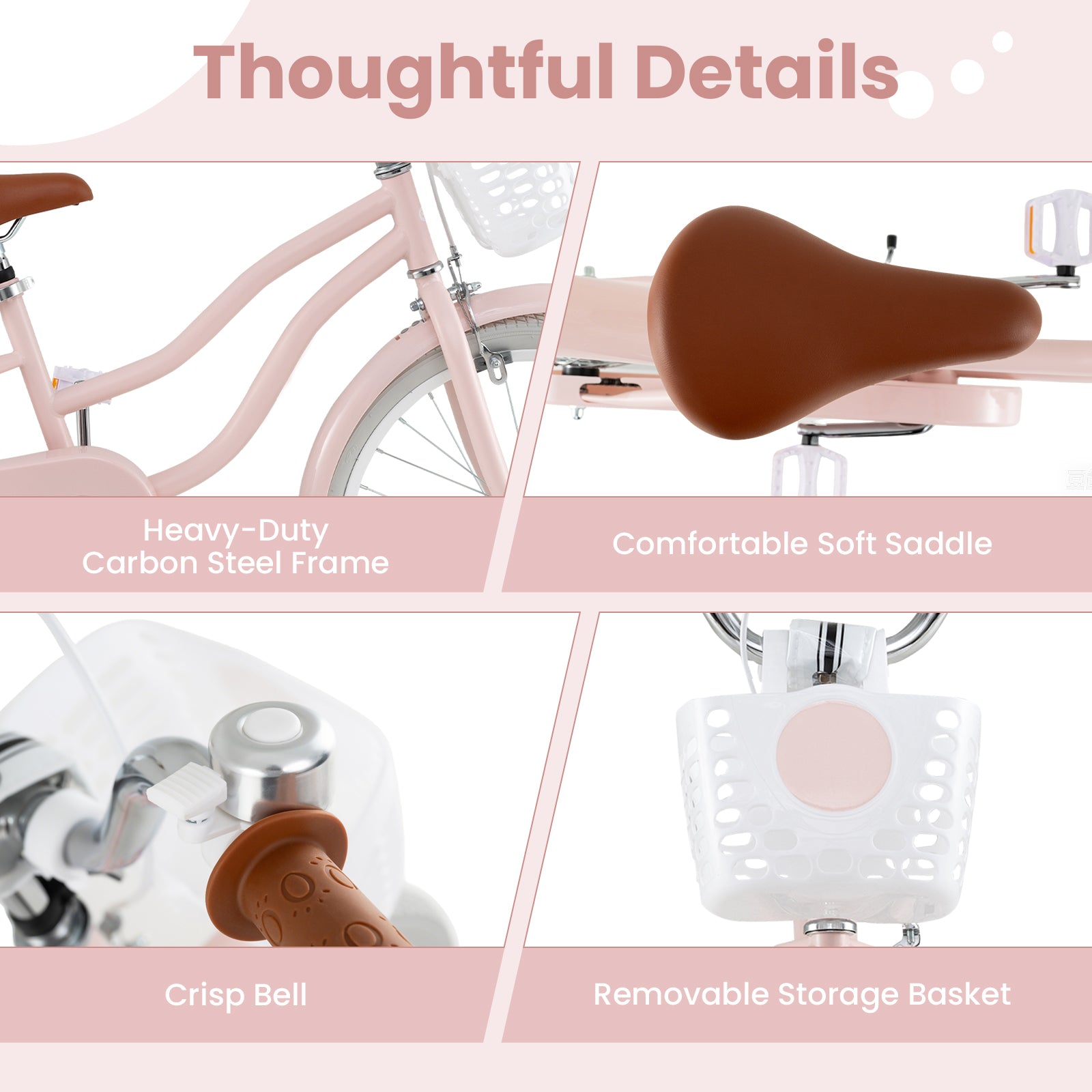 20 Inch Kids Bike with Kickstand for Boys Girls, Pink Kids Bike at Gallery Canada