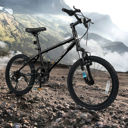 20 Inch Kids Mountain Bike Child Bicycle for Boys Girls Aged 8+ Years Old Black, Black