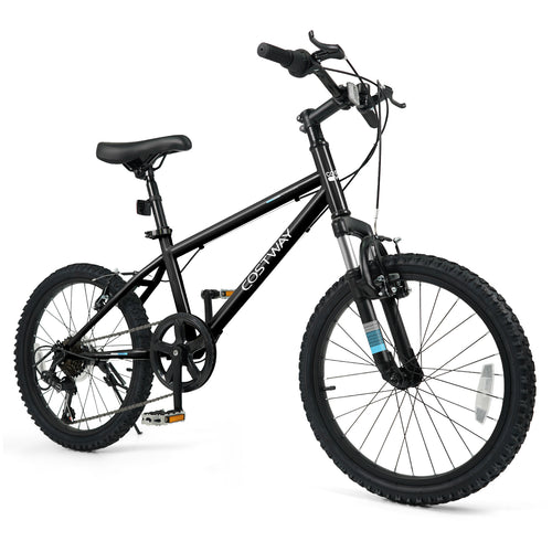 20 Inch Kids Mountain Bike Child Bicycle for Boys Girls Aged 8+ Years Old Black, Black