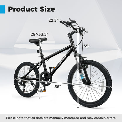20 Inch Kids Mountain Bike Child Bicycle for Boys Girls Aged 8+ Years Old Black, Black Kids Bike at Gallery Canada