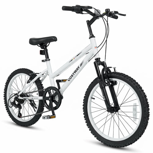20 Inch Kids Mountain Bike, Adjustable Seat, White