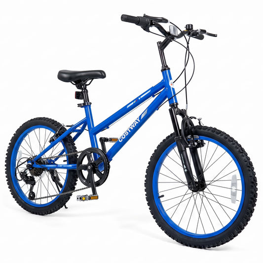 20 Inch Kids Mountain Bike, 7 Speed, Suspension Fork, Blue Kids Bike Blue at Gallery Canada