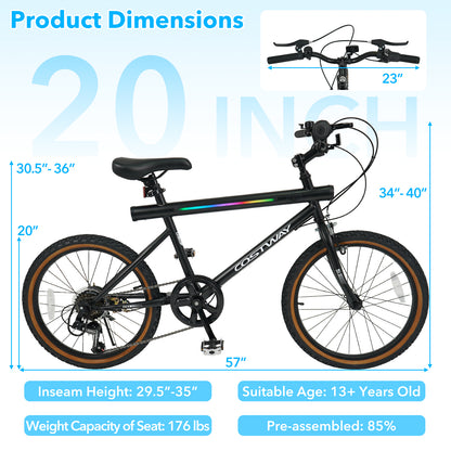 20 Inch LED Cycling Bike With Speakers, Ambient Lights, Black Kids Bike at Gallery Canada