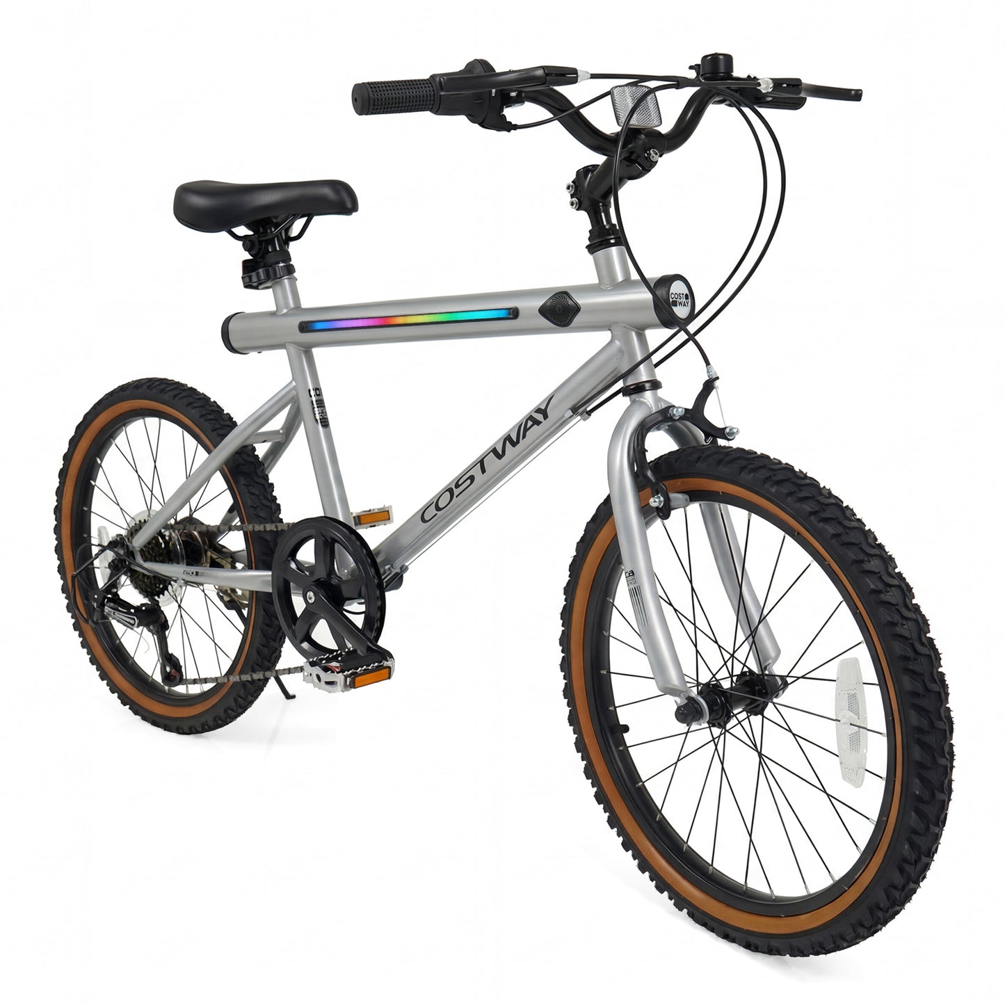 20 Inch LED Cycling Bike, 2 Speakers, Ambient Lights, Silver Kids Bike at Gallery Canada