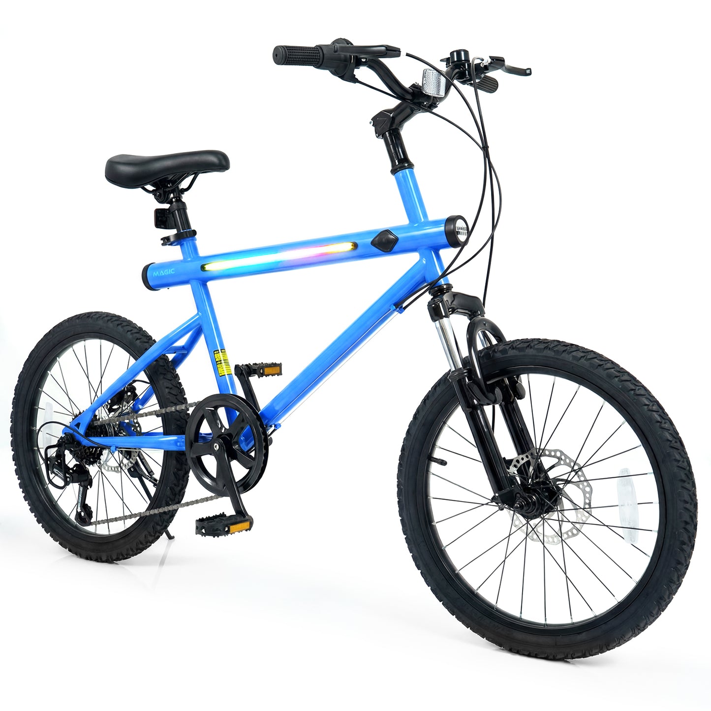 20 Inch Mountain Bike, 6-Speed Shimano, LED Lights, Speakers, Blue Kids Bike Blue at Gallery Canada