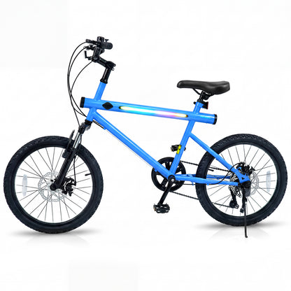20 Inch Mountain Bike, 6-Speed Shimano, LED Lights, Speakers, Blue Kids Bike at Gallery Canada