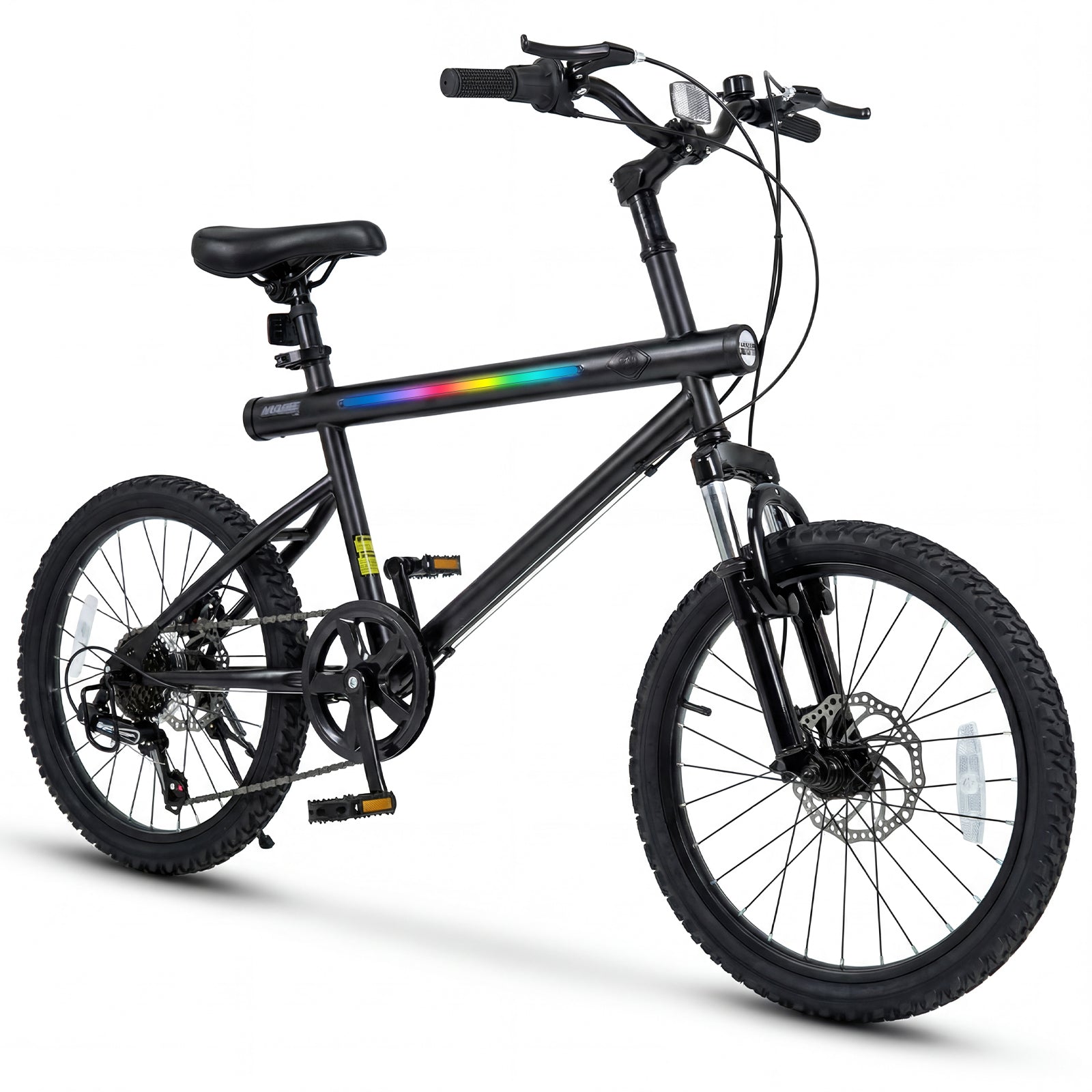20 Inch Mountain Bike, LED Lights, 6-Speed Shimano, Black Kids Bike at Gallery Canada