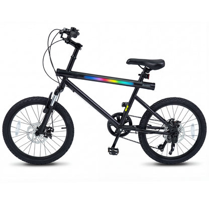 20 Inch Mountain Bike, LED Lights, 6-Speed Shimano, Black Kids Bike at Gallery Canada