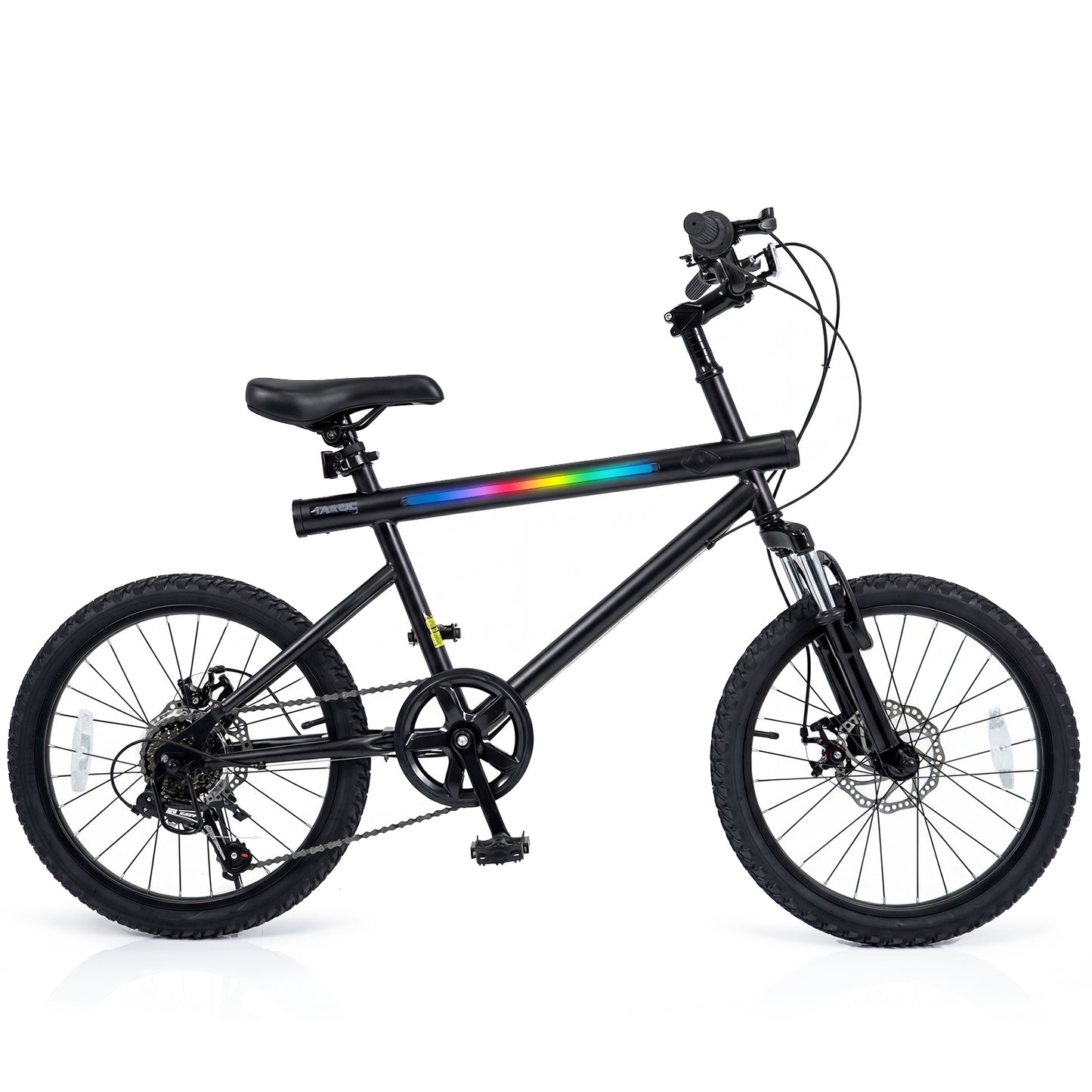 20 Inch Mountain Bike, LED Lights, 6-Speed Shimano, Black Kids Bike at Gallery Canada