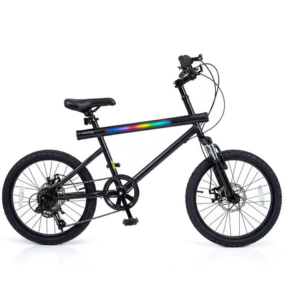 20 Inch Mountain Bike, LED Lights, 6-Speed Shimano, Black Kids Bike at Gallery Canada