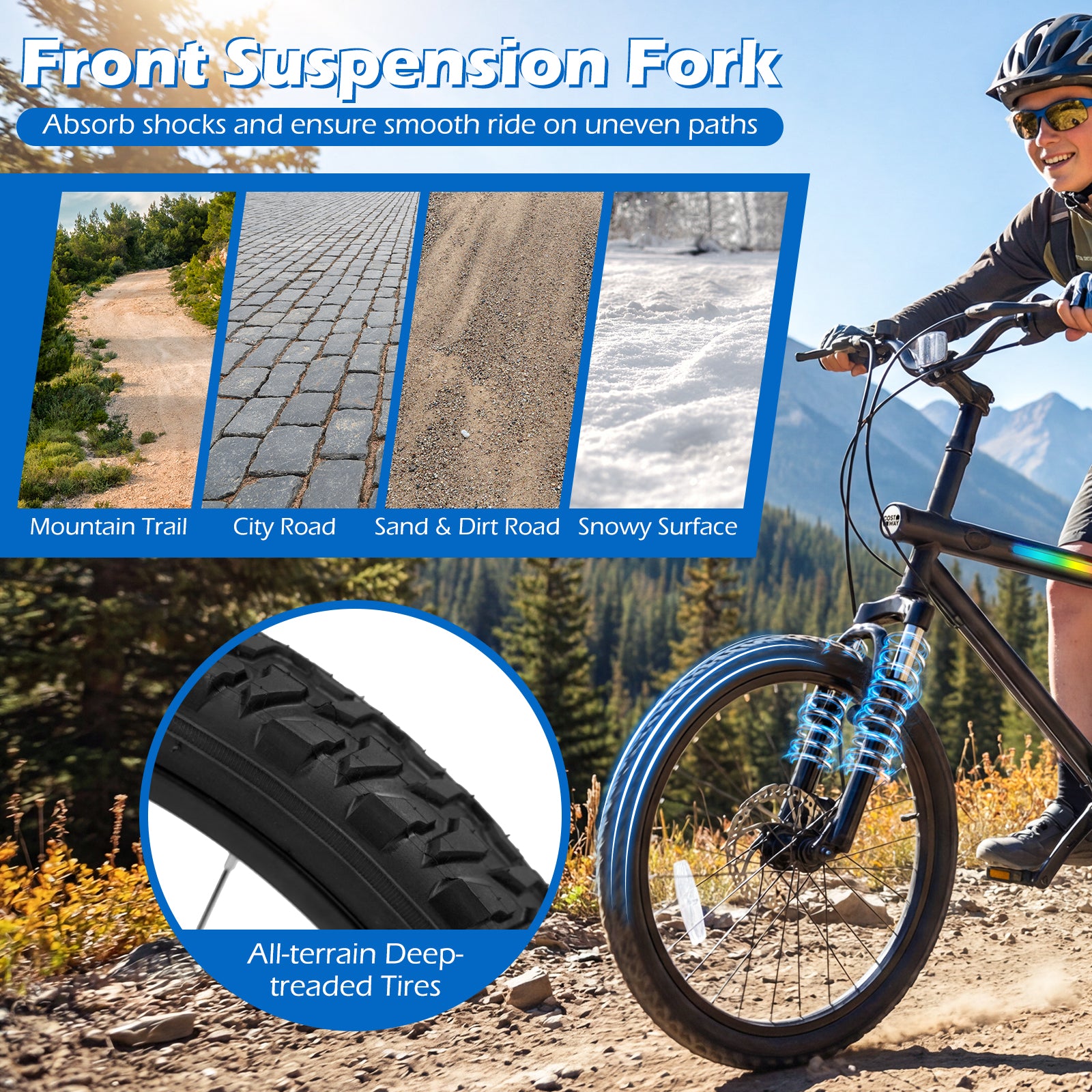 20 Inch Mountain Bike, LED Lights, 6-Speed Shimano, Black Kids Bike at Gallery Canada