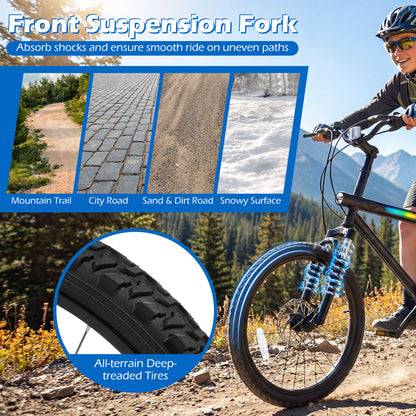 20 Inch Mountain Bike, LED Lights, 6-Speed Shimano, Black Kids Bike at Gallery Canada