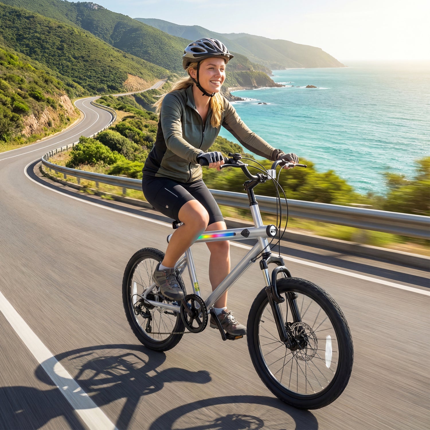 20 Inch Mountain Bike, LED Lights, 6-Speed Shimano, Silver Kids Bike at Gallery Canada