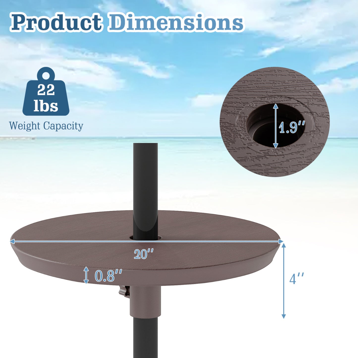 20 Inch Adjustable Outdoor Umbrella Table, 2 Sizes Patio Umbrella Pole Outdoor Umbrella Bases at Gallery Canada