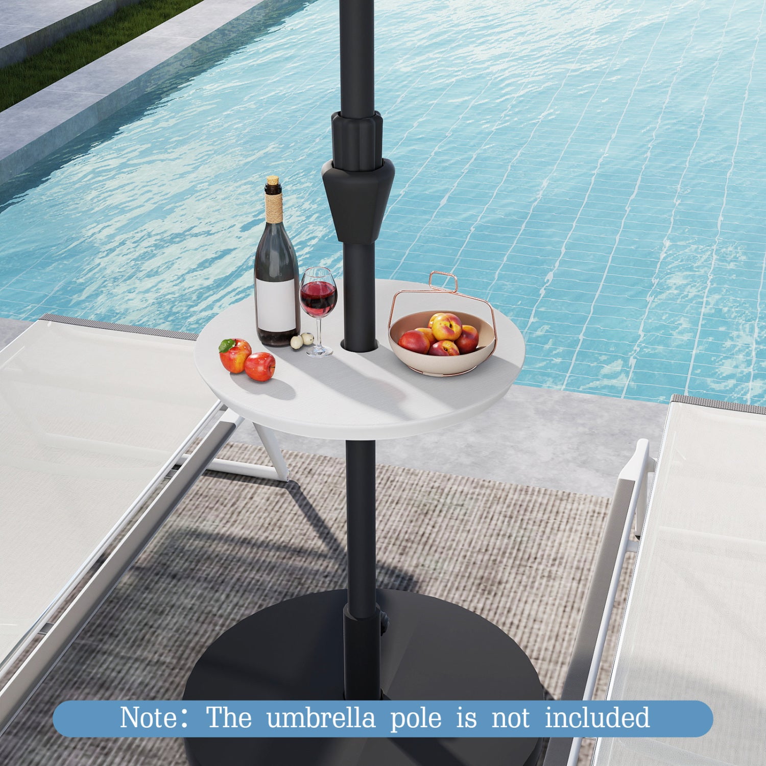 20 Inch Outdoor Adjustable Umbrella Table, White Outdoor Umbrella Bases at Gallery Canada