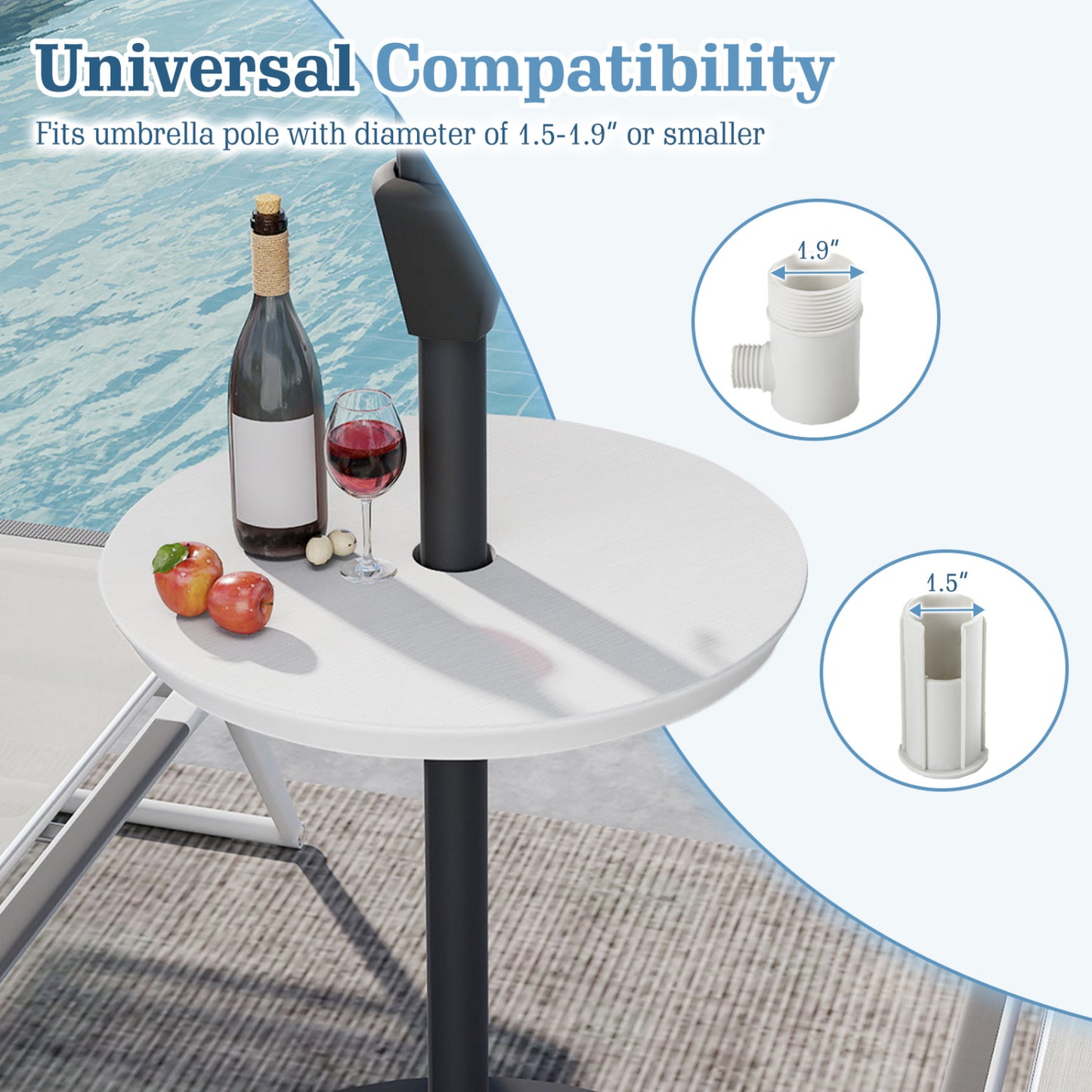 20 Inch Outdoor Adjustable Umbrella Table, White Outdoor Umbrella Bases at Gallery Canada
