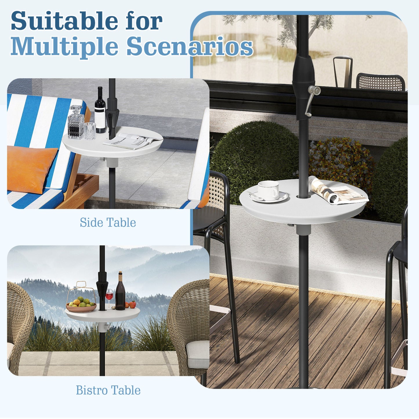20 Inch Outdoor Adjustable Umbrella Table, White Outdoor Umbrella Bases at Gallery Canada