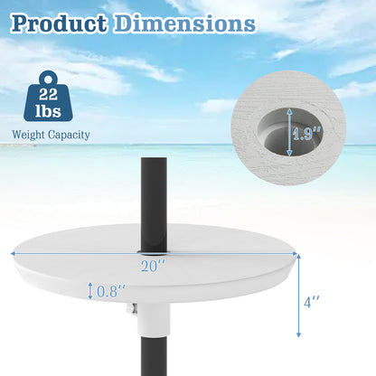 20 Inch Outdoor Adjustable Umbrella Table, White Outdoor Umbrella Bases at Gallery Canada