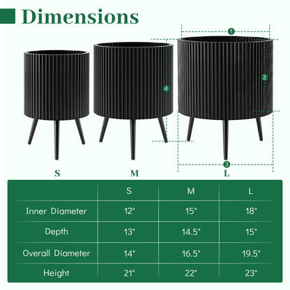 20 Inch Plant Pot With Stand, Tapered Legs