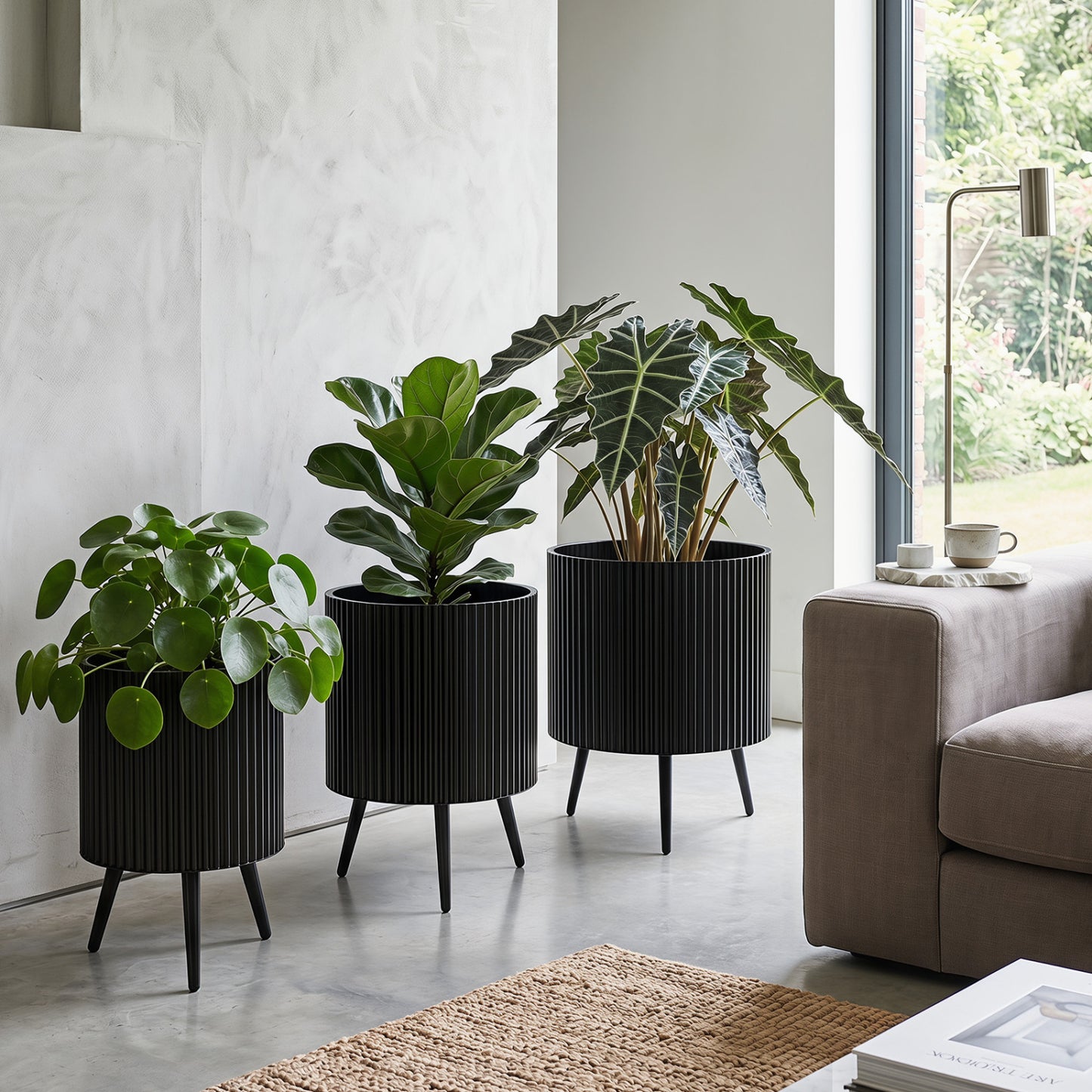 20 Inch Plant Pot With Stand, Tapered Legs