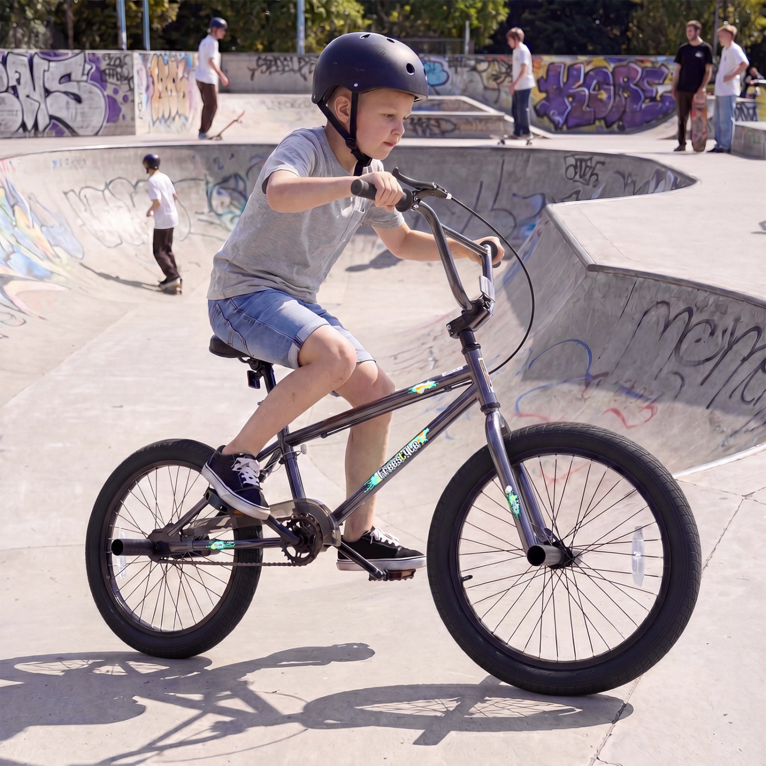 20 Inch Trick Bicycle with 360 Degree Steering and Adjustable Seat for Kids and Teens, Black Kids Bike at Gallery Canada