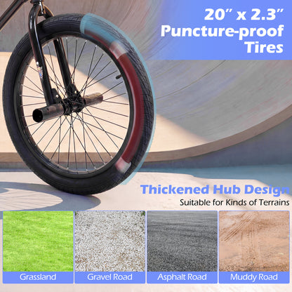 20 Inch Trick Bicycle with 360 Degree Steering and Adjustable Seat for Kids and Teens, Black Kids Bike at Gallery Canada