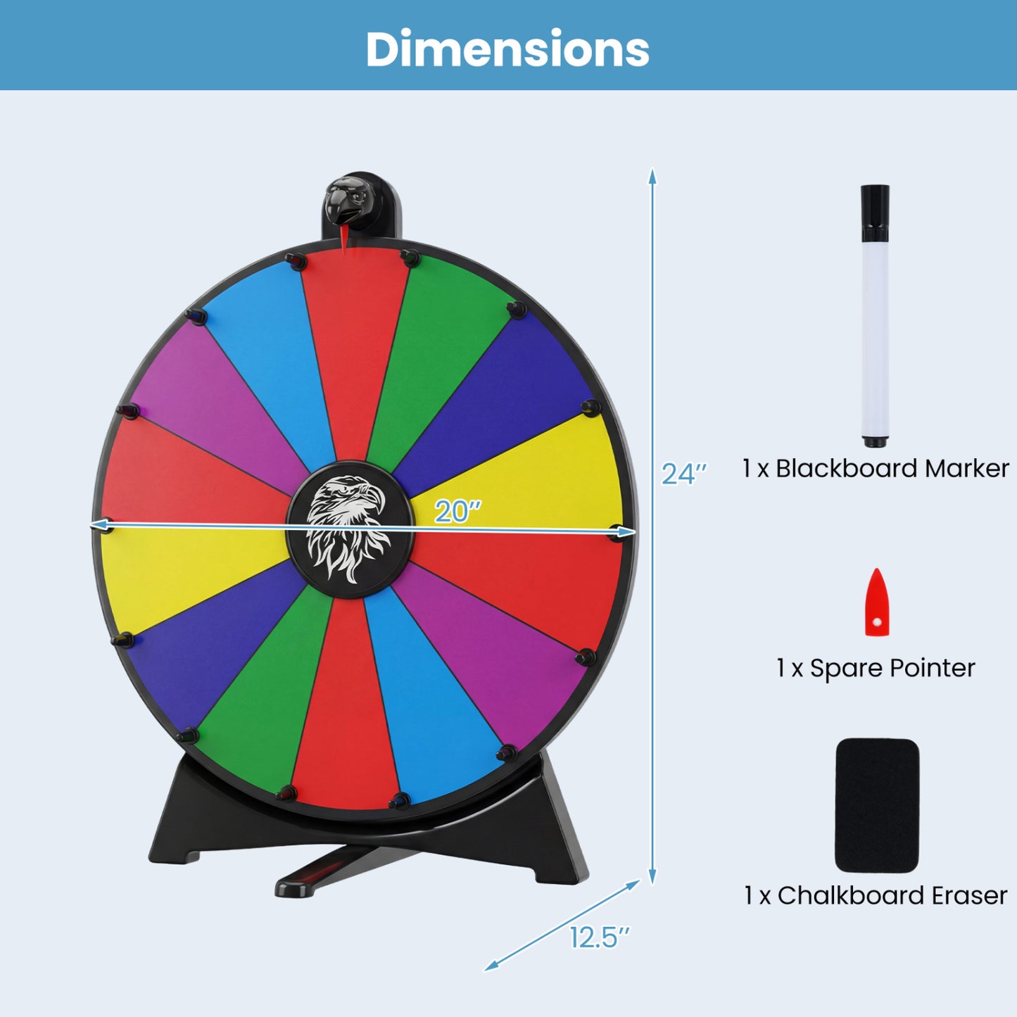 20 Inches 14 Slots Spin Wheel, Blackboard Marker, Multicolor Game Room at Gallery Canada