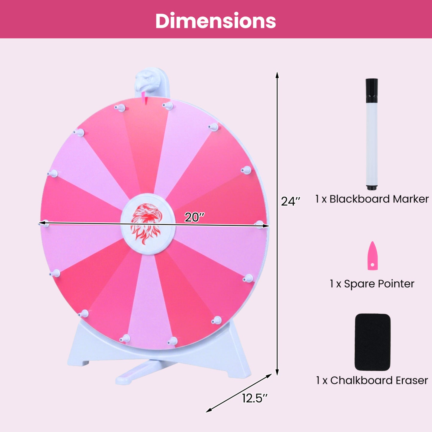 20 Inches 14 Slots Spin Wheel, Blackboard Marker, Pink Game Room at Gallery Canada