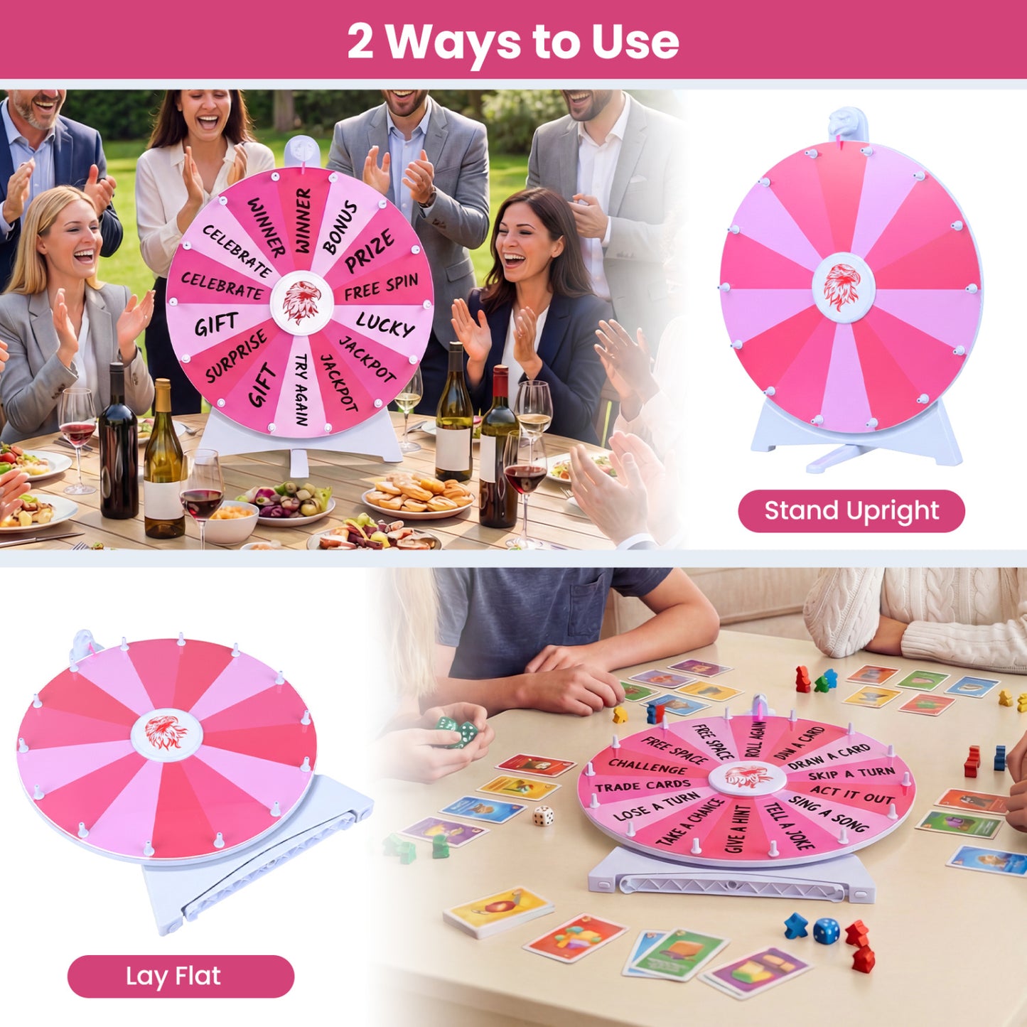 20 Inches 14 Slots Spin Wheel, Blackboard Marker, Pink Game Room at Gallery Canada