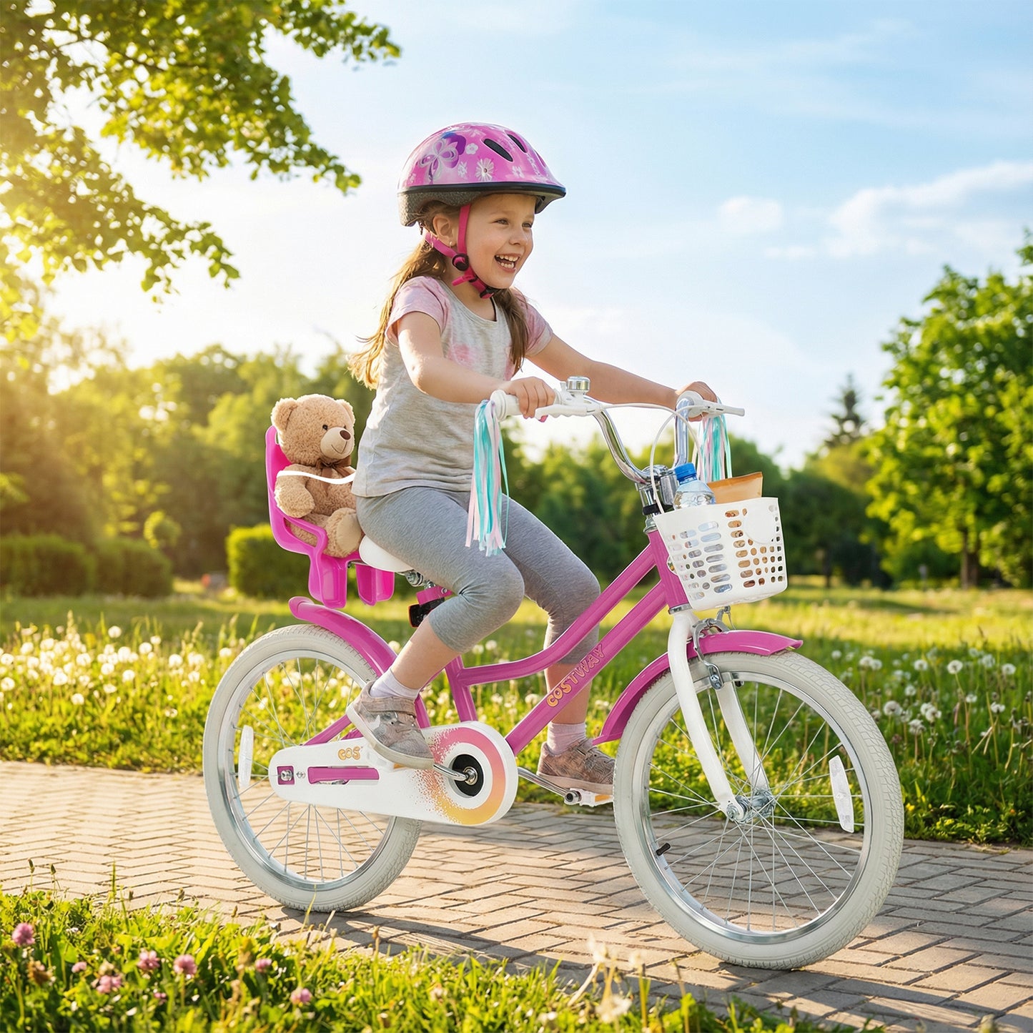 20 Inch Kids Bike with Front Basket and 2 Brake System for 8+ Years Old Rose Red, Rose Red Kids Bike at Gallery Canada