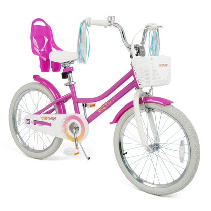 20 Inch Kids Bike with Front Basket and 2 Brake System for 8+ Years Old Rose Red, Rose Red Kids Bike Rose Red at Gallery Canada