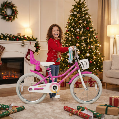 20 Inch Kids Bike with Front Basket and 2 Brake System for 8+ Years Old Rose Red, Rose Red Kids Bike at Gallery Canada