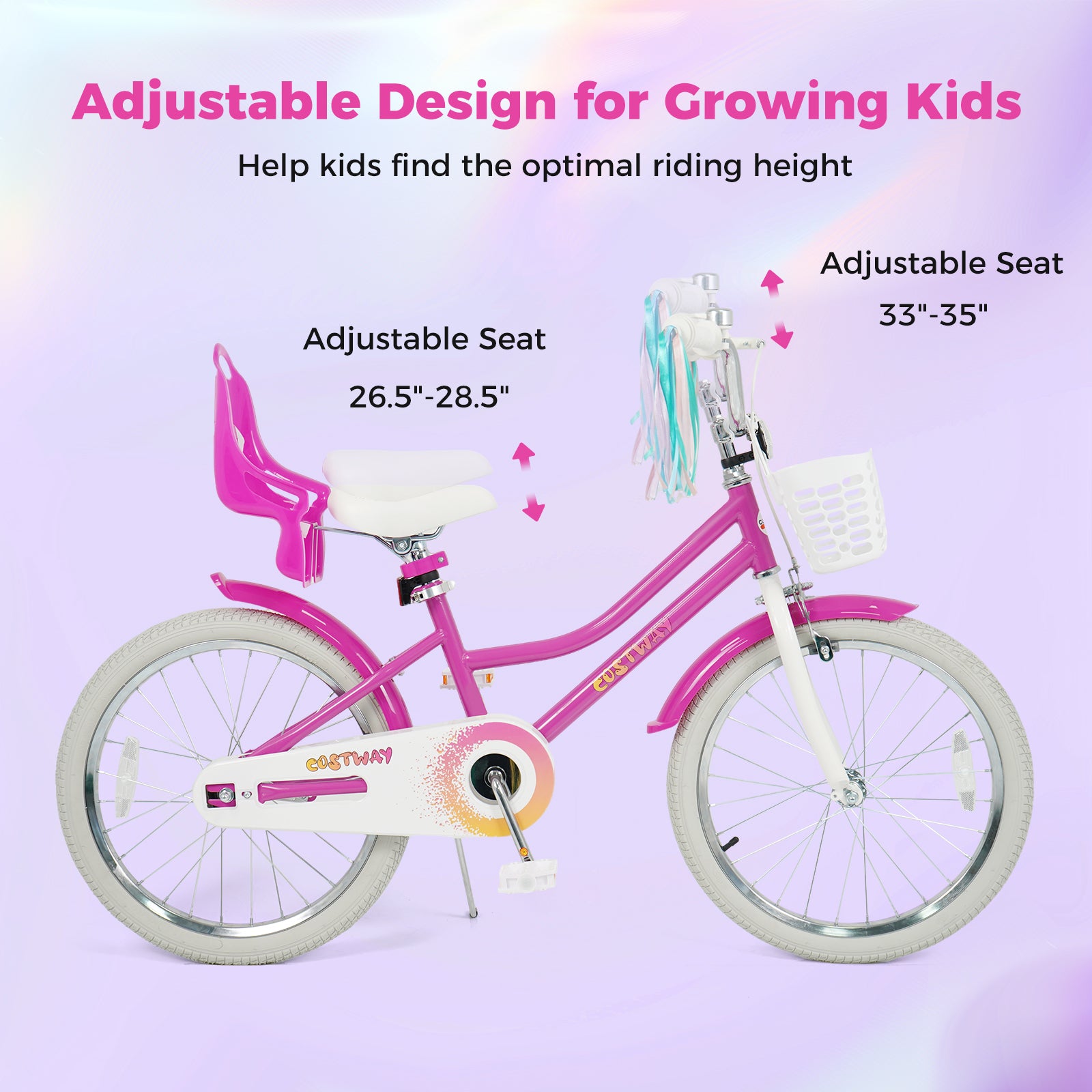 20 Inch Kids Bike with Front Basket and 2 Brake System for 8+ Years Old Rose Red, Rose Red Kids Bike at Gallery Canada