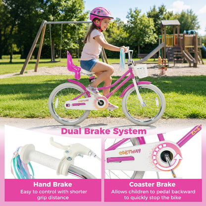 20 Inch Kids Bike with Front Basket and 2 Brake System for 8+ Years Old Rose Red, Rose Red Kids Bike at Gallery Canada