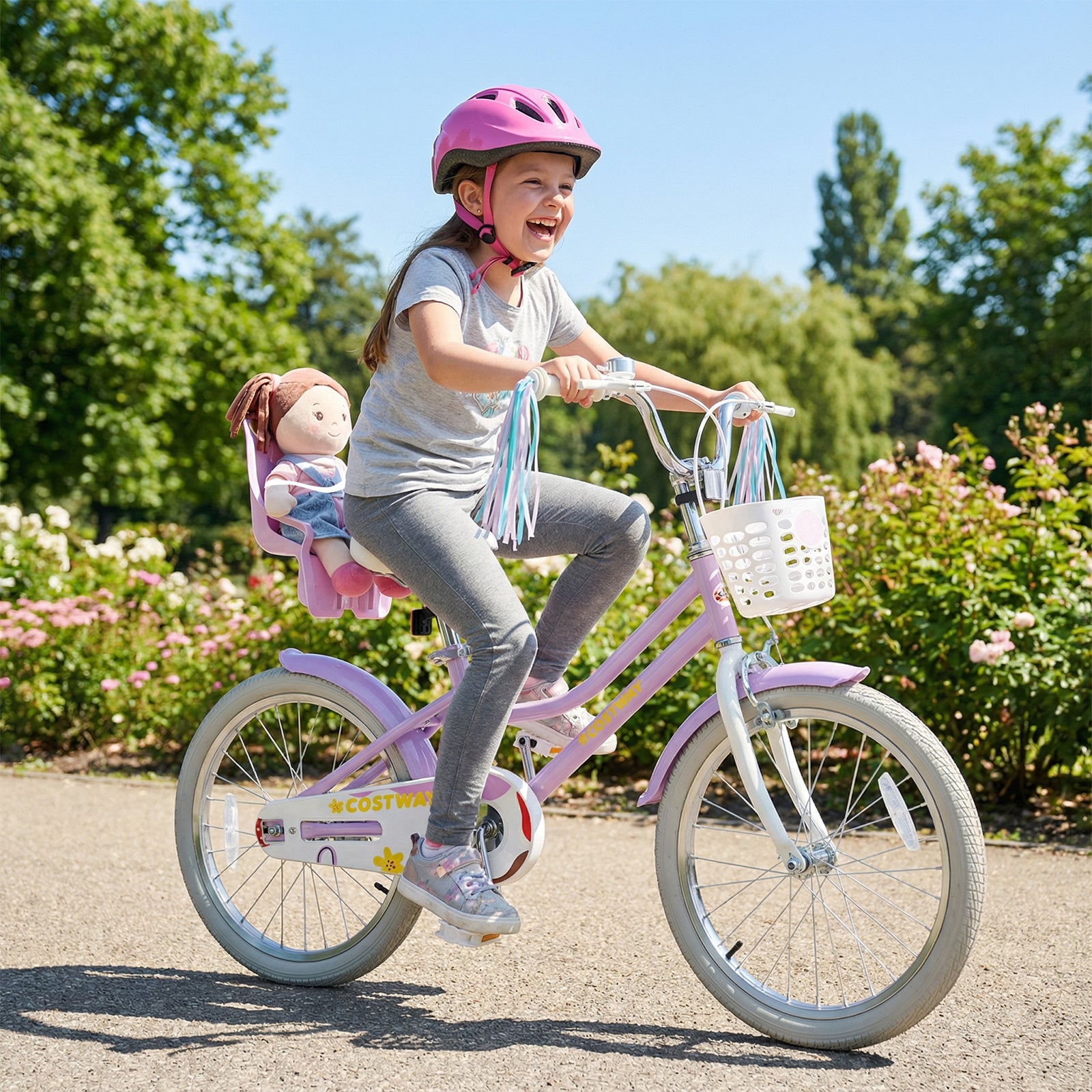 20 Inch Girls Bike Kids Bicycle with Doll Seat and Streamers for 8+ Years Old, Purple Kids Bike at Gallery Canada