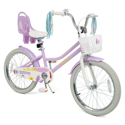 20 Inch Girls Bike Kids Bicycle with Doll Seat and Streamers for 8+ Years Old, Purple Kids Bike at Gallery Canada