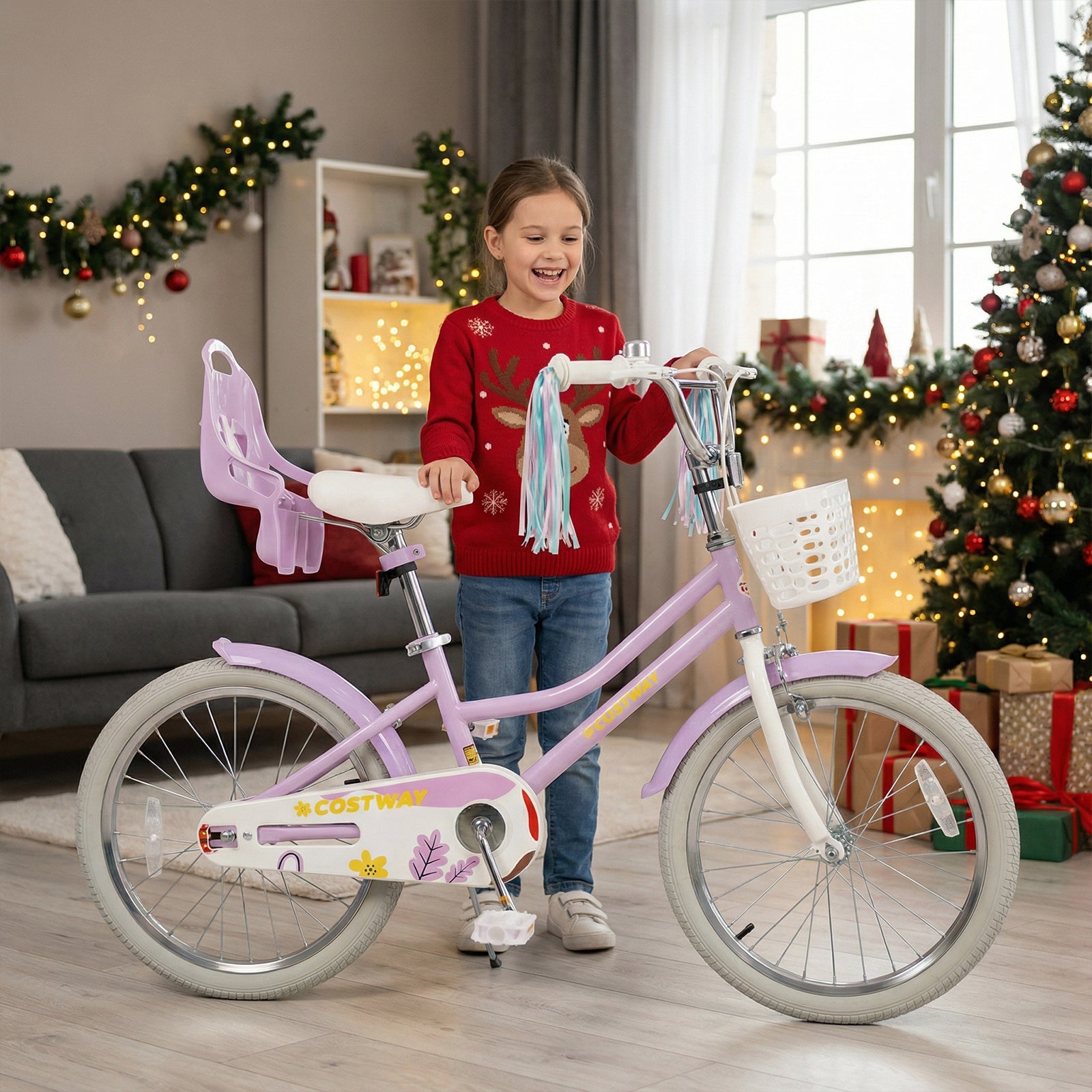 20 Inch Girls Bike Kids Bicycle with Doll Seat and Streamers for 8+ Years Old, Purple Kids Bike at Gallery Canada