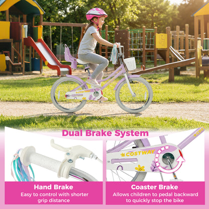 20 Inch Girls Bike Kids Bicycle with Doll Seat and Streamers for 8+ Years Old, Purple Kids Bike at Gallery Canada