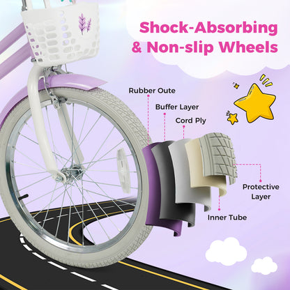 20 Inch Girls Bike Kids Bicycle with Doll Seat and Streamers for 8+ Years Old, Purple Kids Bike at Gallery Canada