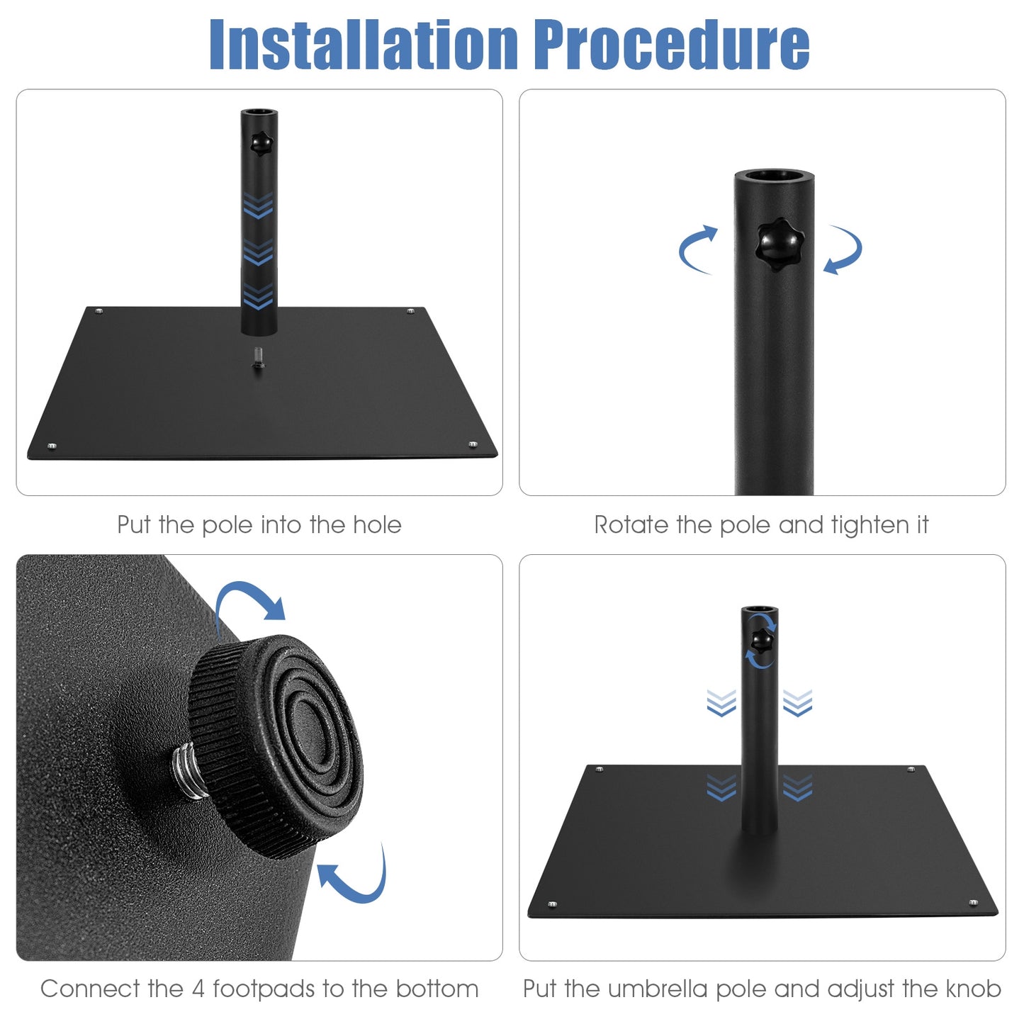 20 Inches Patio Umbrella Base, 4 Adjustable Footpads, Black Outdoor Umbrella Bases at Gallery Canada