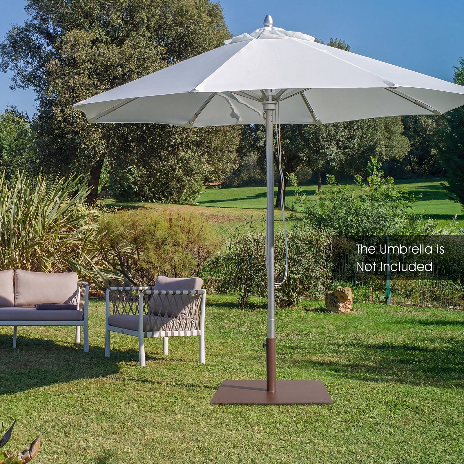 20 Inches Patio Umbrella Base Stand with 4 Adjustable Footpads, Brown Outdoor Umbrella Bases at Gallery Canada