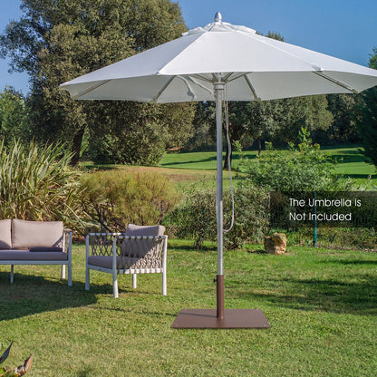 20 Inches Patio Umbrella Base Stand with 4 Adjustable Footpads, Brown Outdoor Umbrella Bases at Gallery Canada