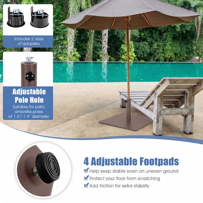 20 Inches Patio Umbrella Base Stand with 4 Adjustable Footpads, Brown Outdoor Umbrella Bases at Gallery Canada