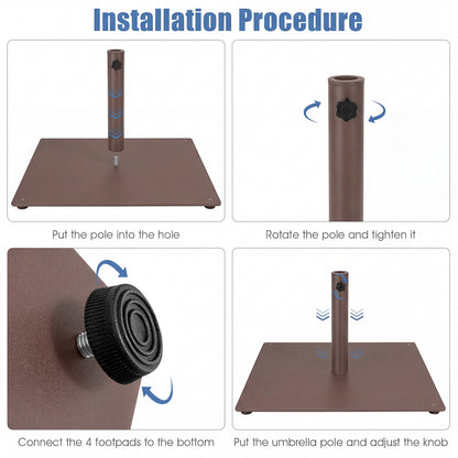 20 Inches Patio Umbrella Base Stand with 4 Adjustable Footpads, Brown Outdoor Umbrella Bases at Gallery Canada