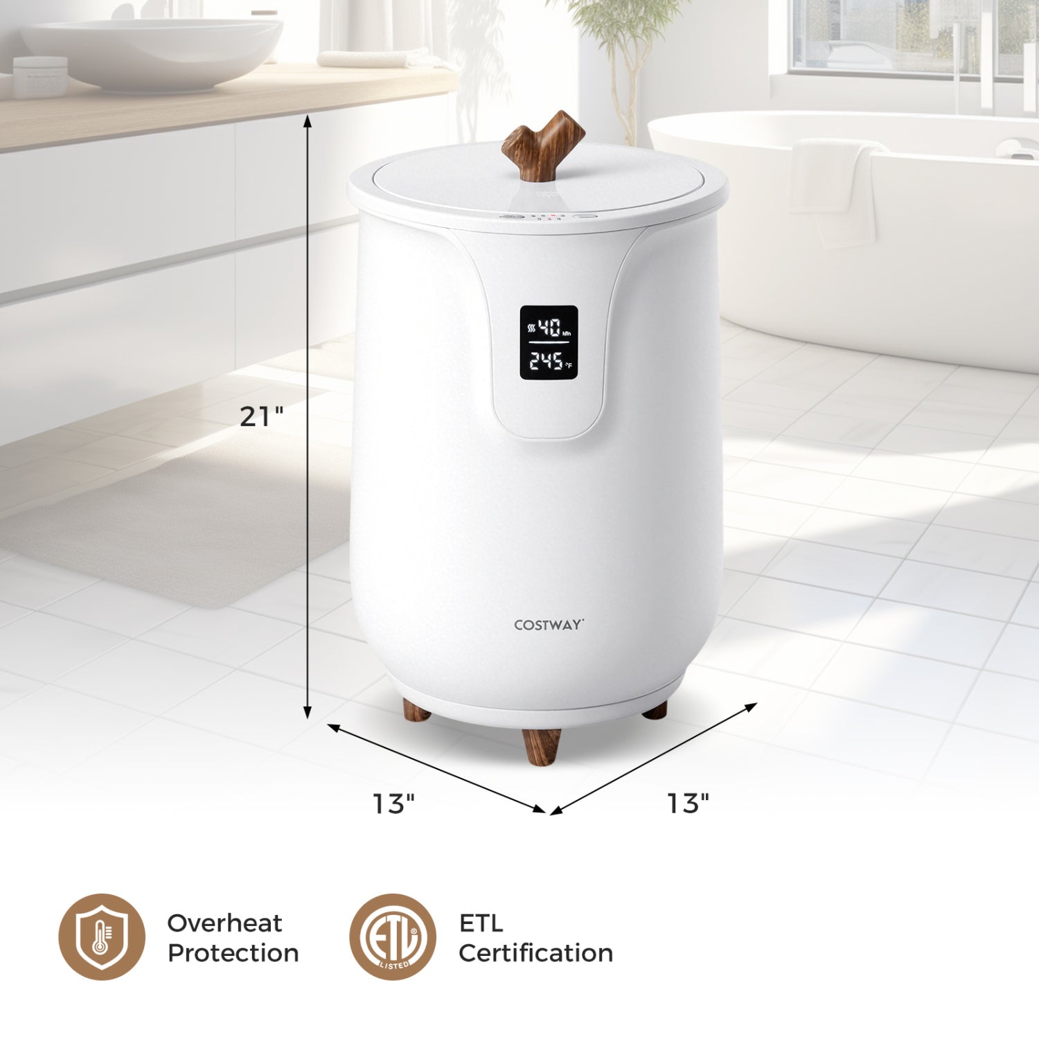 20 L Large Blanket And Towel Warmer, 3 Heat Levels, White Dryers at Gallery Canada