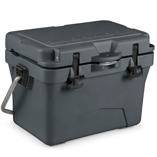 20 Quart Portable Hard Cooler, Built-In Ruler And Bottle, Gray Coolers Gray at Gallery Canada