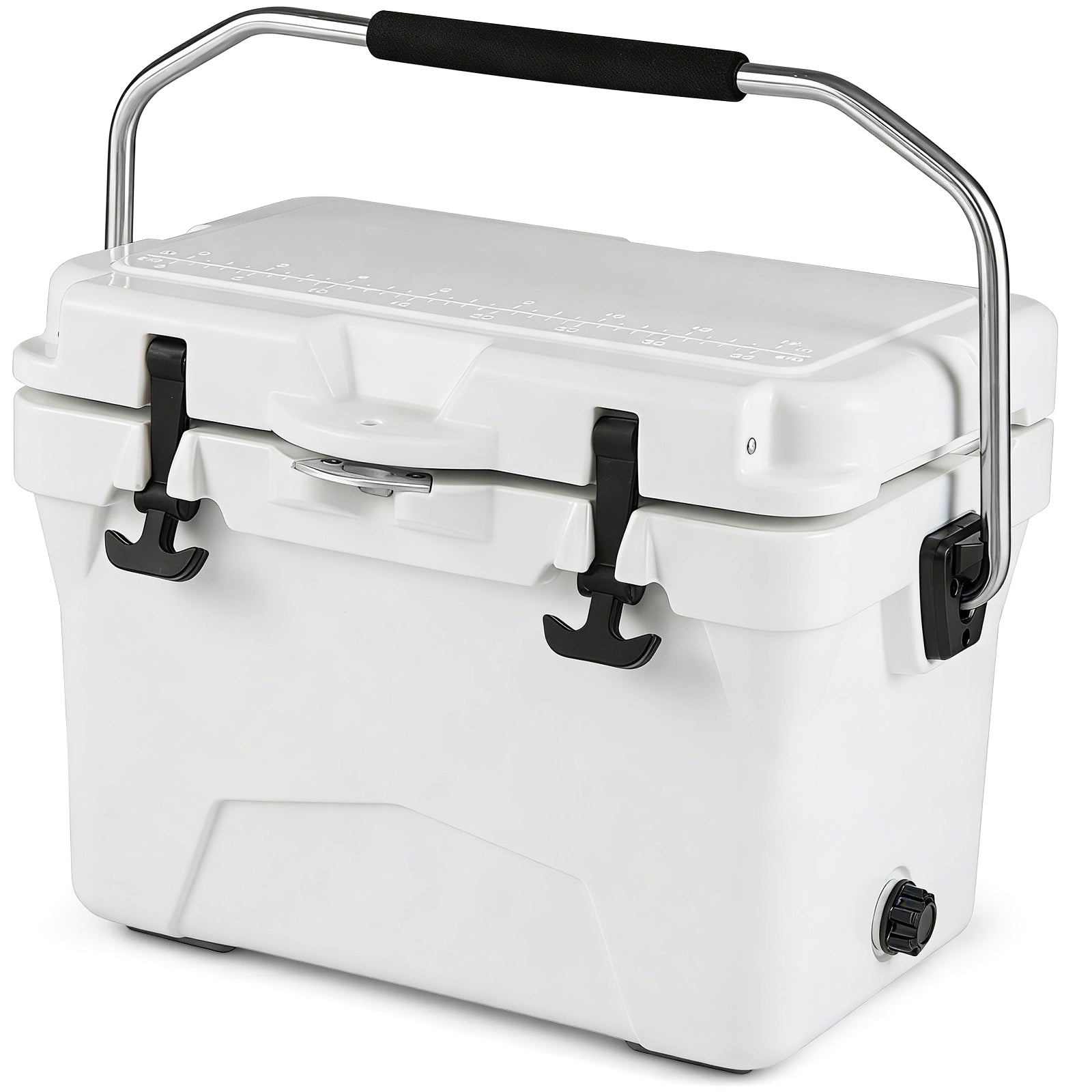 20 Quart Portable Hard Cooler, Built-In Ruler And Bottle, White Coolers at Gallery Canada