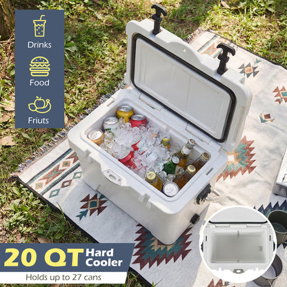 20 Quart Portable Hard Cooler, Built-In Ruler And Bottle, White Coolers at Gallery Canada